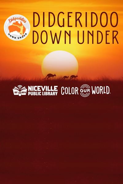 Didgeridoo Down Under logo with Australian sunset image